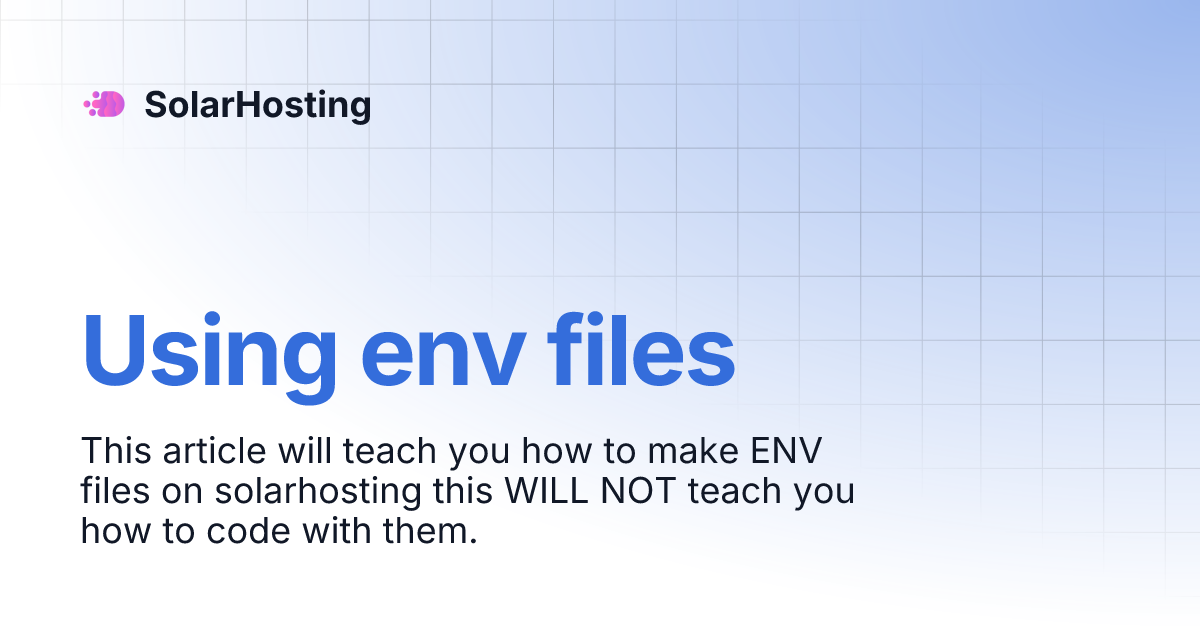 Using env files | SolarHosting